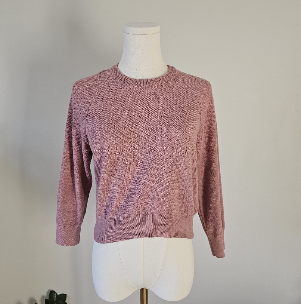 Urban Outfitters M 3/4 sleeve crop crewneck knit Pink Women's Sweater